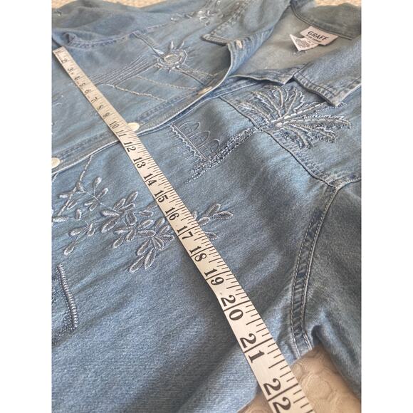 Graff by Um Company Womens Vintage Denim Embroidered Beaded Buttoned Shirt Sz PL - Picture 4 of 15